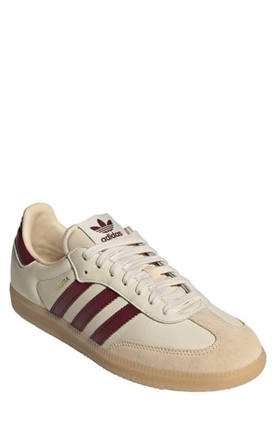 adidas Samba OG Sneaker in Wonder White/Shadow Red/Gum at Nordstrom, Size 12.5 Women's