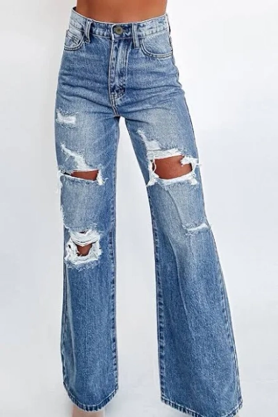 Ashleigh Distressed Wide Leg Jeans