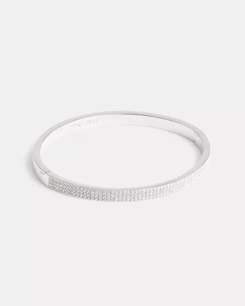 Silver Pavé Hinged Bangle