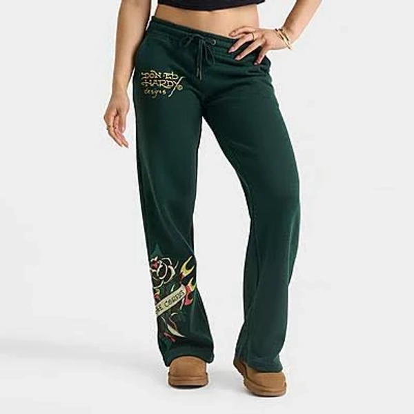 Ed Hardy Women's Sacred Heart Fleece Jogger Pants