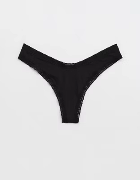 SMOOTHEZ Microfiber Lace Thong Underwear