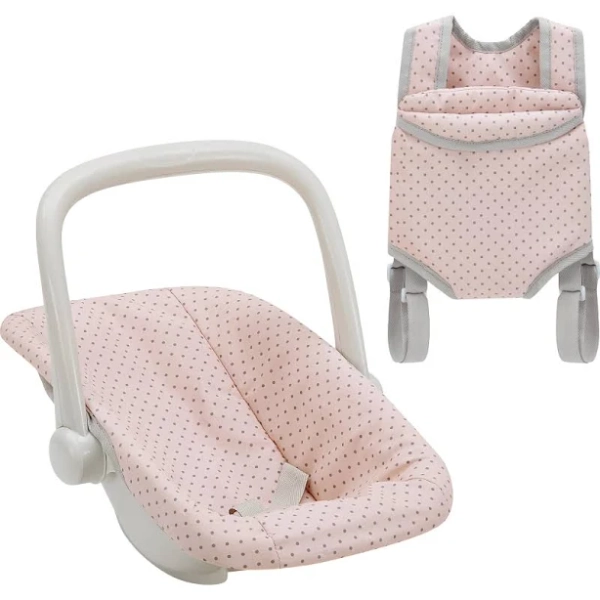 Teamson Kids Olivia's Little World Polka Dot Princess Baby Doll Carrier and Car Seat Set