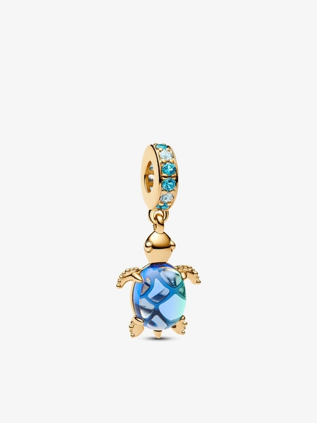 Sea Turtle Murano Glass Dangle Charm