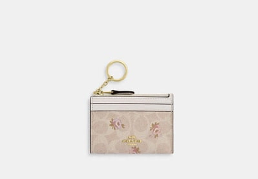 Mini Skinny Id Case In Signature Canvas With Floral Print