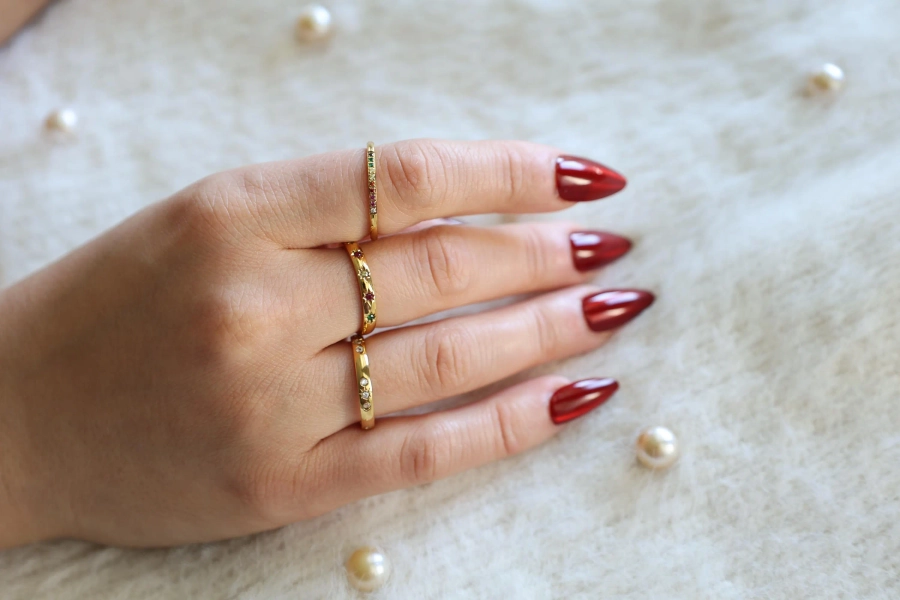 18K Gold Rainbow Ring, Personalized Dainty Zircon Colorful Ring, Minimalist Simple Waterproof Handmade Jewelry, Custom Ring, Christmas Gift