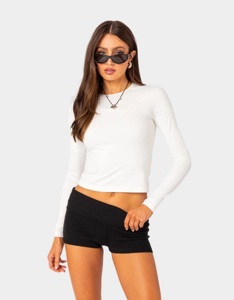 EDIKTED Tay Long Sleeve Top - WHITE
