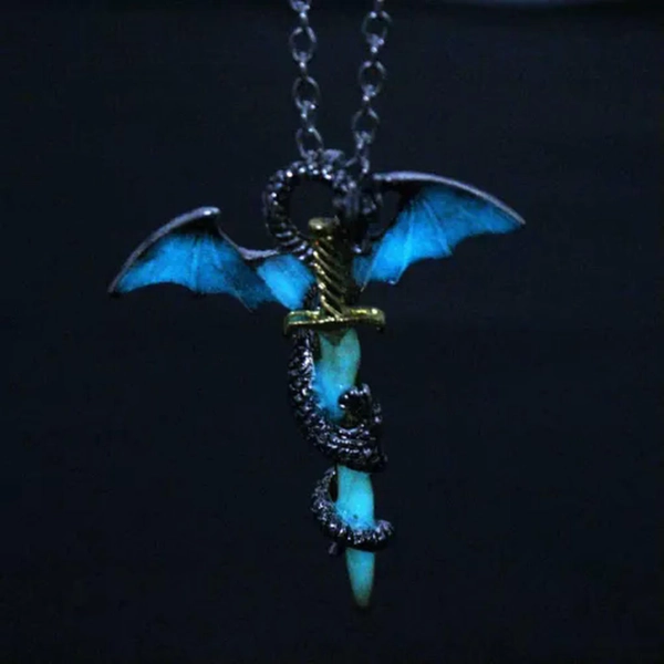 HOOUN Vintage Dragon Pendant Necklace Heart Crystal For Men Women Couples Jewelry Gift-14#Luminous Dragon sword - Walmart.com