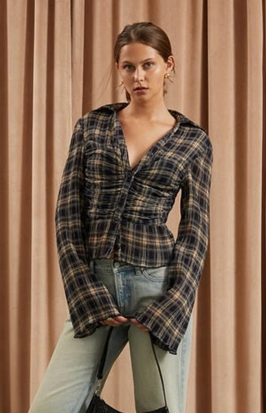 Beverly and Beck Sara Plaid Button Up Long Sleeve Top | PacSun