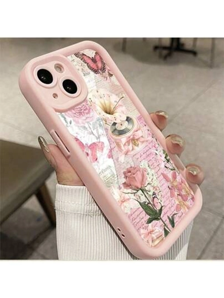 Pink Roses Butterflies Gramophone Vintage Collage  Black Phone Case For IPhone X/XS/11/12/13/14/15/16 Pro - Sleek & Durable Cover For Cool Guys & Girls, Anti-Scratch With Full Camera Protection - Perfect Unisex Gift, Stylish & Durable - Ideal Gift For Boyfriend/Girlfriend