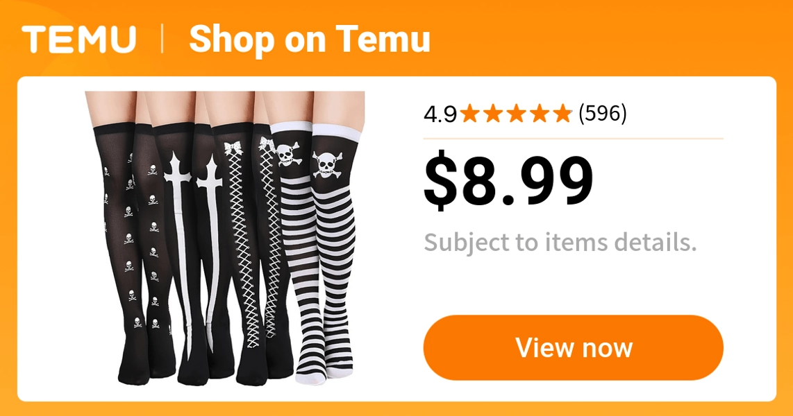 4 pairs skull striped print thigh high stockings halloween - Temu