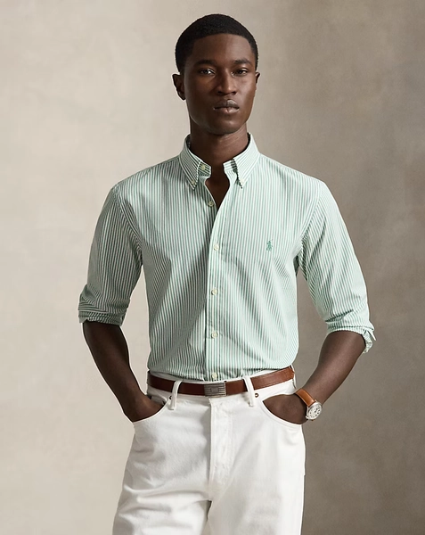 Custom Fit Striped Stretch Poplin Shirt