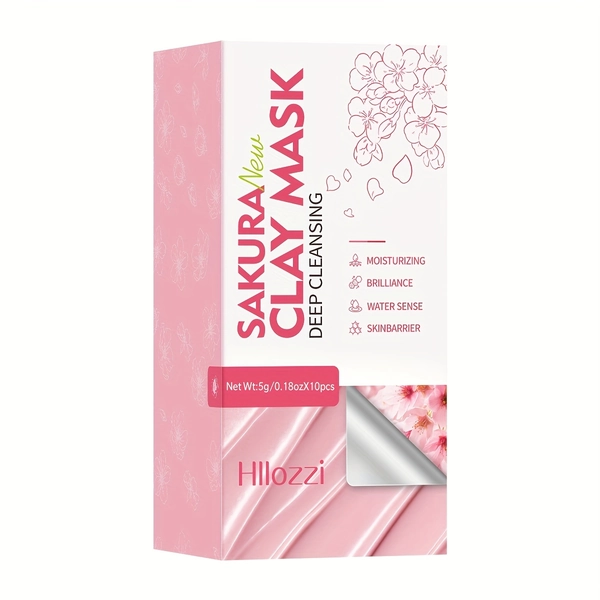 Sakura Skin Care Clay Mud Mask, Sakura Clay Mask with Application Brush, Sakura Deep Cleansing Pink Mask Skin Care Clay, Women'S Mask Skin Care, Hydrating, Moisturizing, Gentle And Non-Irritating, Suitable for All Skin Types