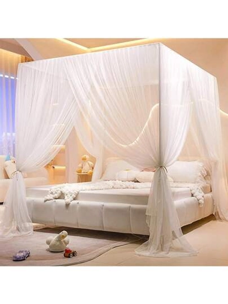 2025Hot SaleWhite Mosquito Net Tent Bed,One Side Opening Canopy Netting Curtain Net Bedroom Decoration Size(Without Bed Frame)Crib Accessories,Bed Canopy