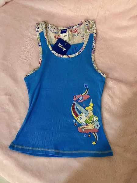 Vintage Y2K Disney Tinkerbell Women’s Blue Fairy Tank Top Size Small NWT