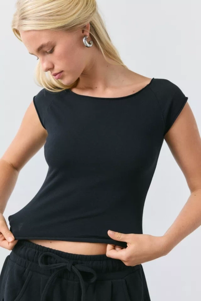 Out From Under Cotton Compression Boatneck Cropped Tee