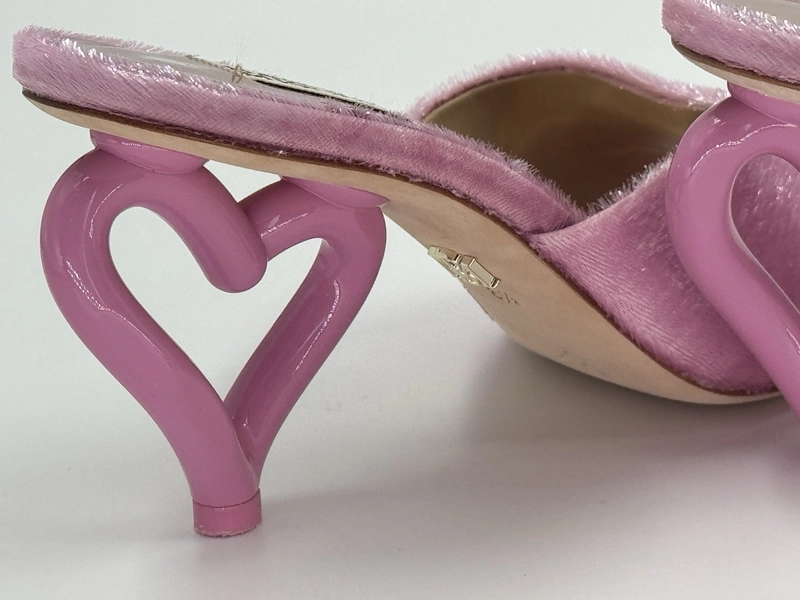 Badgley Mischka Womens Lucid Pink Heart Heel Pumps Size 8.5 Y2K 90s Try On Only!