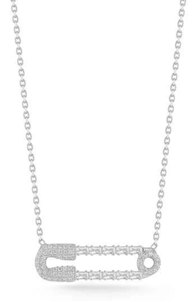 GLAZE JEWELRY Women's Cubic Zirconia Safety Pin Pendant Necklace