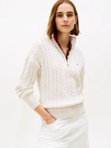 Cable Knit Quarter-Zip Sweater