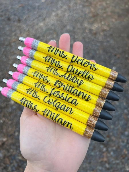 Custom Glitter Teacher Pen
