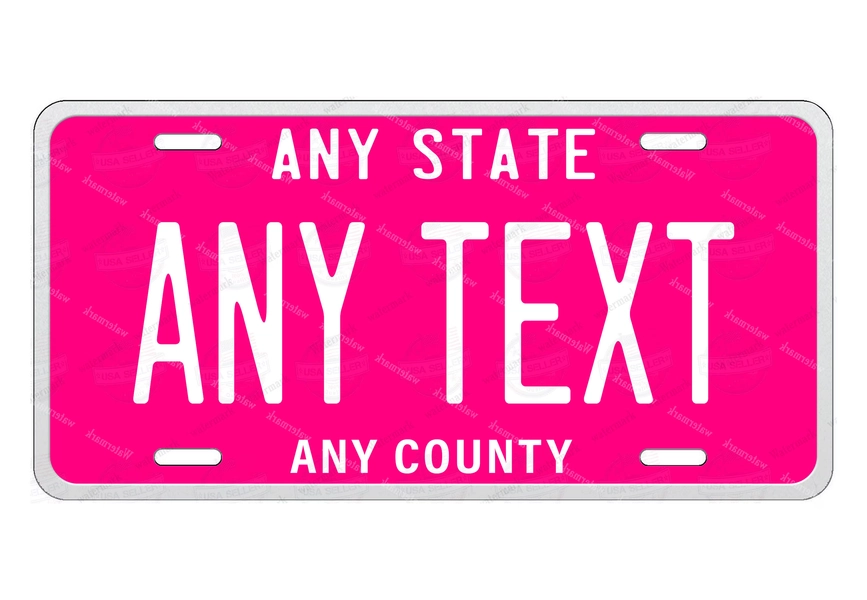Custom Fuschia License Plate: Personalized Text, Novelty Tag