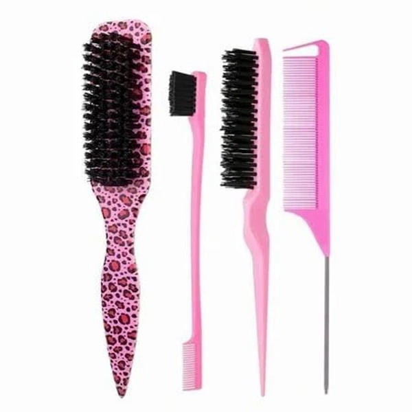 Boar Bristle Slick Back Hair Brush for Sleek Ponytail Bun & Smoothing Baby Hairs, Flyaways, Edge Control - Backcombing & Teasing, Size: One size
