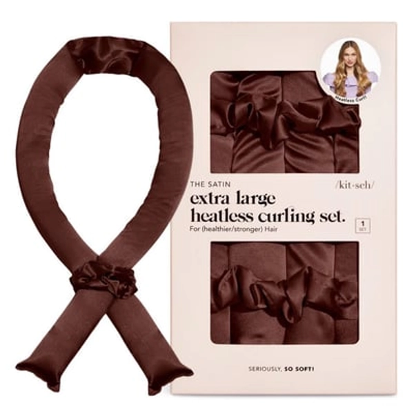 Kitsch XL Satin Heatless Curling Set - Chocolate - 3pk