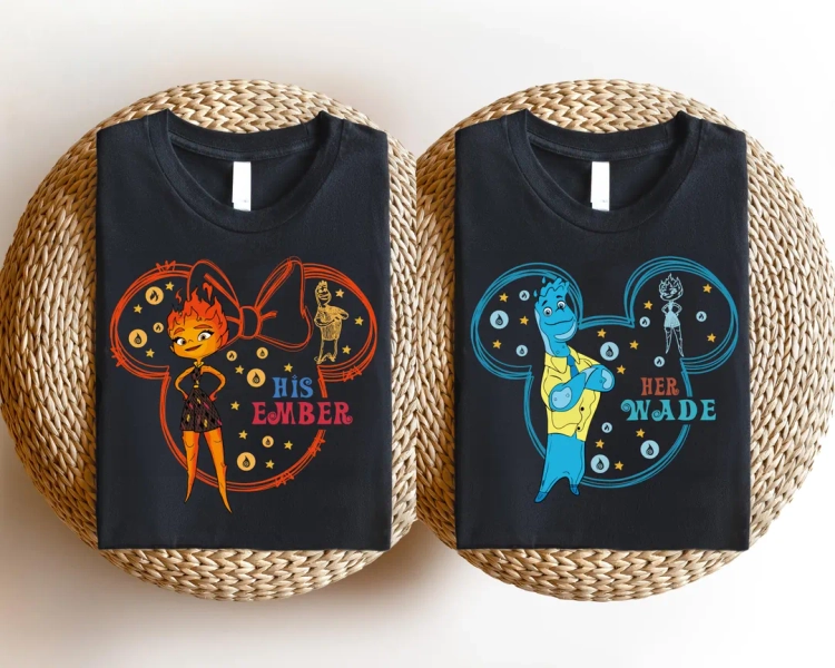His Ember & Her Wade Matching Shirt, Disneyland Elemental Couple Sweater, Romantic Magic Trip Shirt, Valentine Elemental Tee, WDW Lovers Tee - Etsy