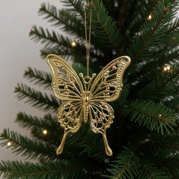 Set of 2 or 4 | Butterfly Ornament Set | Unique Christmas Tree Decorations | Metallic Christmas Baubles | Seasonal Holiday Decor