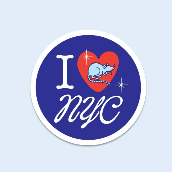 I Heart NYC Rat Sticker | New York City Vinyl Sticker Souvenir