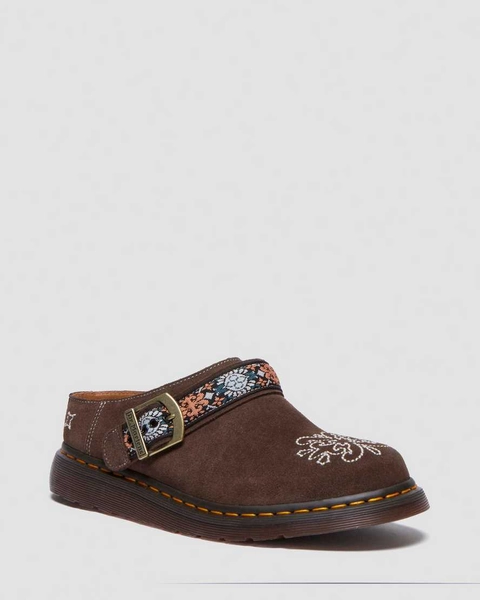 DR MARTENS Isham suede and jacquard mules