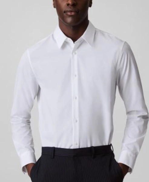 Men's Slim-Fit Supima Stretch Long-Sleeve Button-Front Shirt