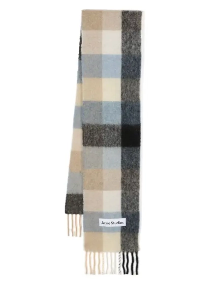 Acne Studios Checked Mohair-Blend Scarf - Blue | Editorialist