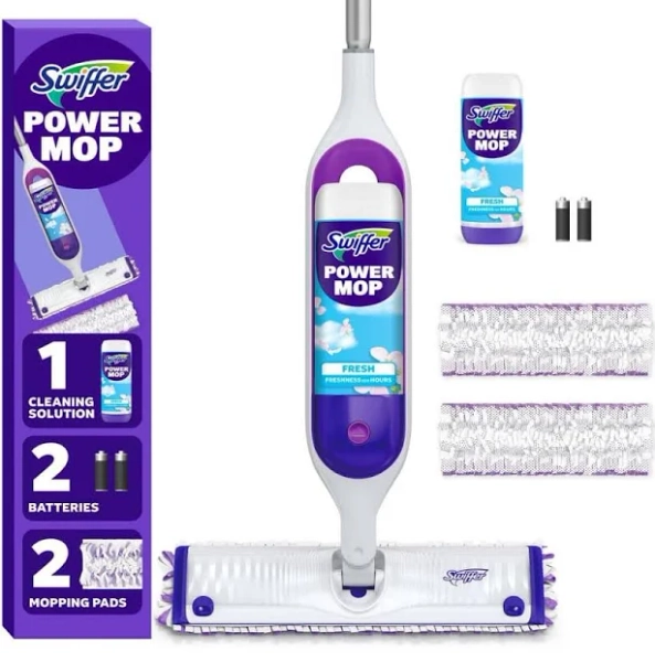 Swiffer Power Mop Starter Kit (1-Power Mop, 2-Pads, Cleaning Solution and Batteries)