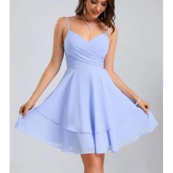 JJ's House A-Line V-Neck Chiffon Homecoming Dress
