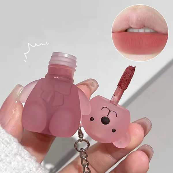 six pcs cute happy little bear velvet lip mud set misty lip - Temu