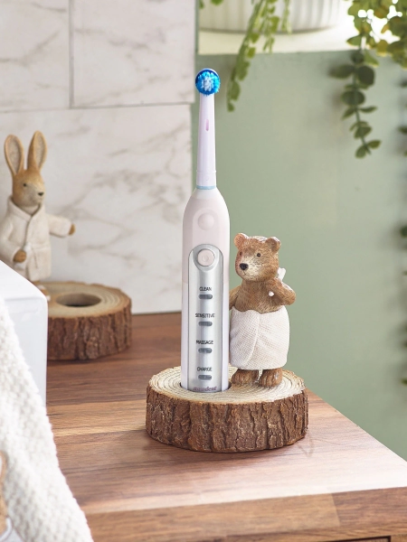 Natural Bertie Bear Electric Toothbrush Holder