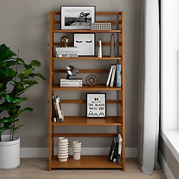 Simpli Home Acadian Ladder Shelf Bookcase