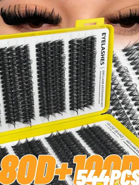 544 Clusters D-Curl False Eyelashes Book, 80D+100D Mixed Set, Create Natural Eye Makeup, Waterproof 3D Single Mink Hair False Eyelashes, Single Eyelash Set, Portable And Reusable, Suitable For Daily Outings, Vacations, Daily Makeup, Cosplay, Full Makeup And Daily Wear. Eyelash Clusters, Single Eyelashes, False Eyelashes.
