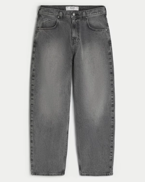 Men's Washed Gray Skater Baggy Jeans | Men's Bottoms | HollisterCo.com