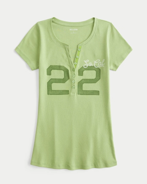 Short-Sleeve Logo Graphic Henley