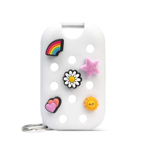 Touchland x Crocs Limited Edition Mist Case 1 Fl. OZ., Stylish Hand Sanitizer Spray Accessory, with 5 JibbitzTM Charms and Keyring, Cosmic White Color