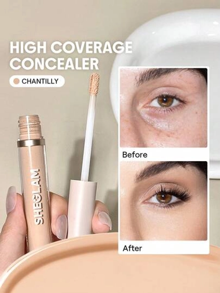 SHEGLAM Like Magic 12Hr Full Coverage Concealer-Chantilly  Matte Liquid Concealer Long Lasting Brightening Color Corrector Weightless All-Day Long Lasting Hydrating Concealer Brand Beauty Makeup Face Paint Cosmetic For Women Girls Perfect For Fall Winter Ideal For Y2K Fancy Fashion Suitable For Birthday Christmas Present Party Ready Best Color