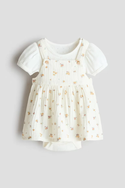 2-piece dress and bodysuit set - Cream/Floral