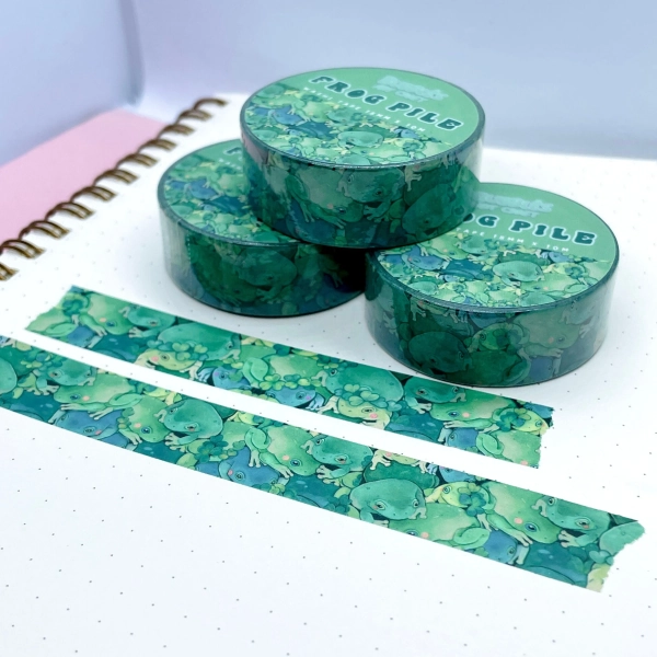 Frog Pile Washi Tape | Cute Frog Washi Tape | Scrapbooking | Journaling | Frog Stack Toad Tower | Kawaii Stationery | 15mm x 10m |