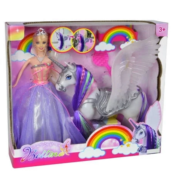 Rainbow Braided Hair Unicorn Princess Doll Playset