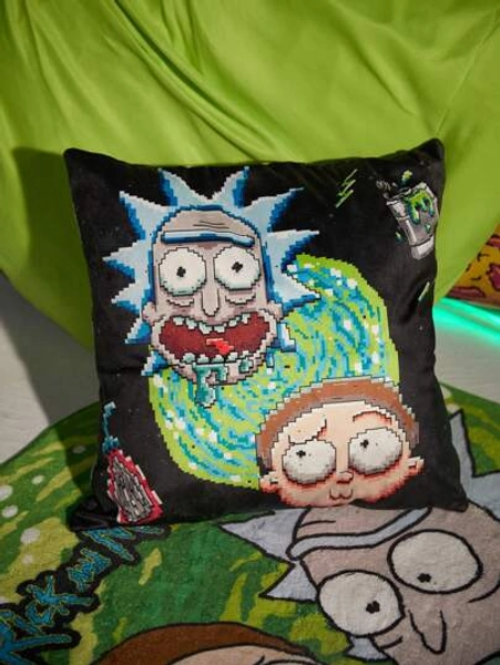 Rick and Morty X SHEIN Cartoon Printed Decorative Pillowcase, Without Filling