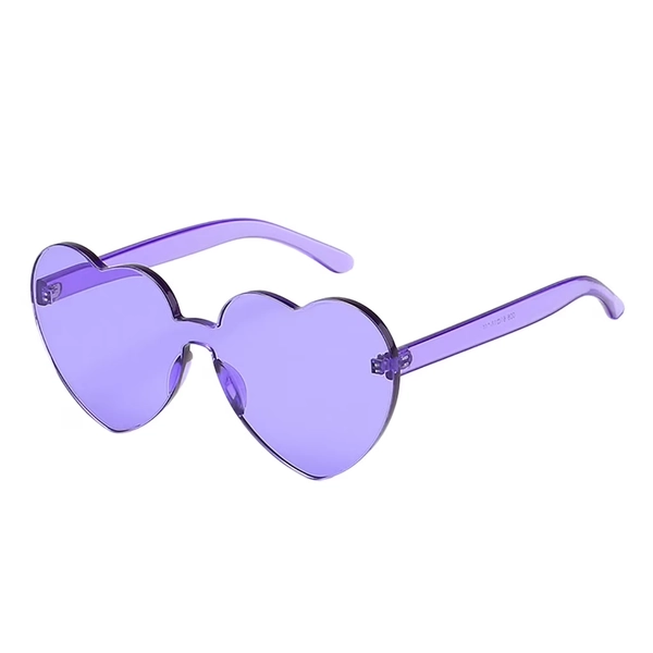 Sunglasses Fashion Heart Shaped Rimless Transparent Candy Color Frameless Glasses UV Protection Womens Sunglasses Purple - Walmart.com