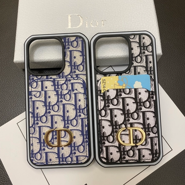 Dior Card Slot Luxury CD Metal Logo Apple iPhone Case