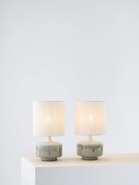 John Lewis Delaney Ceramic Duo Table Lamp, Set of 2, Light Green