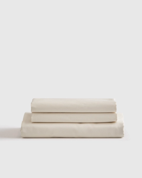 Luxury Organic Signature Sateen Fitted Sheet Set in Oxford Stripe